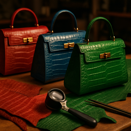 crocodile leather handbag
