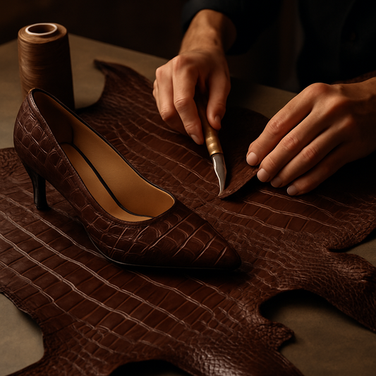 chocolate alligator leather