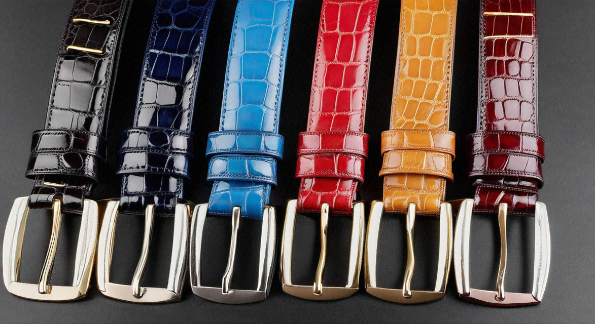 Men's Authentic Genuine Skin Italian Chapo Genuine Crocodile Red Belt