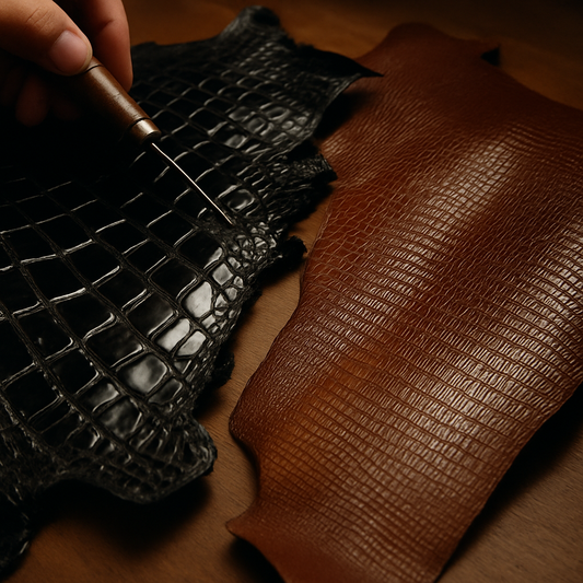 shiny crocodile leather