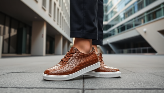 Elevate Your Style with Nubuck Alligator Leather Sneakers for Men