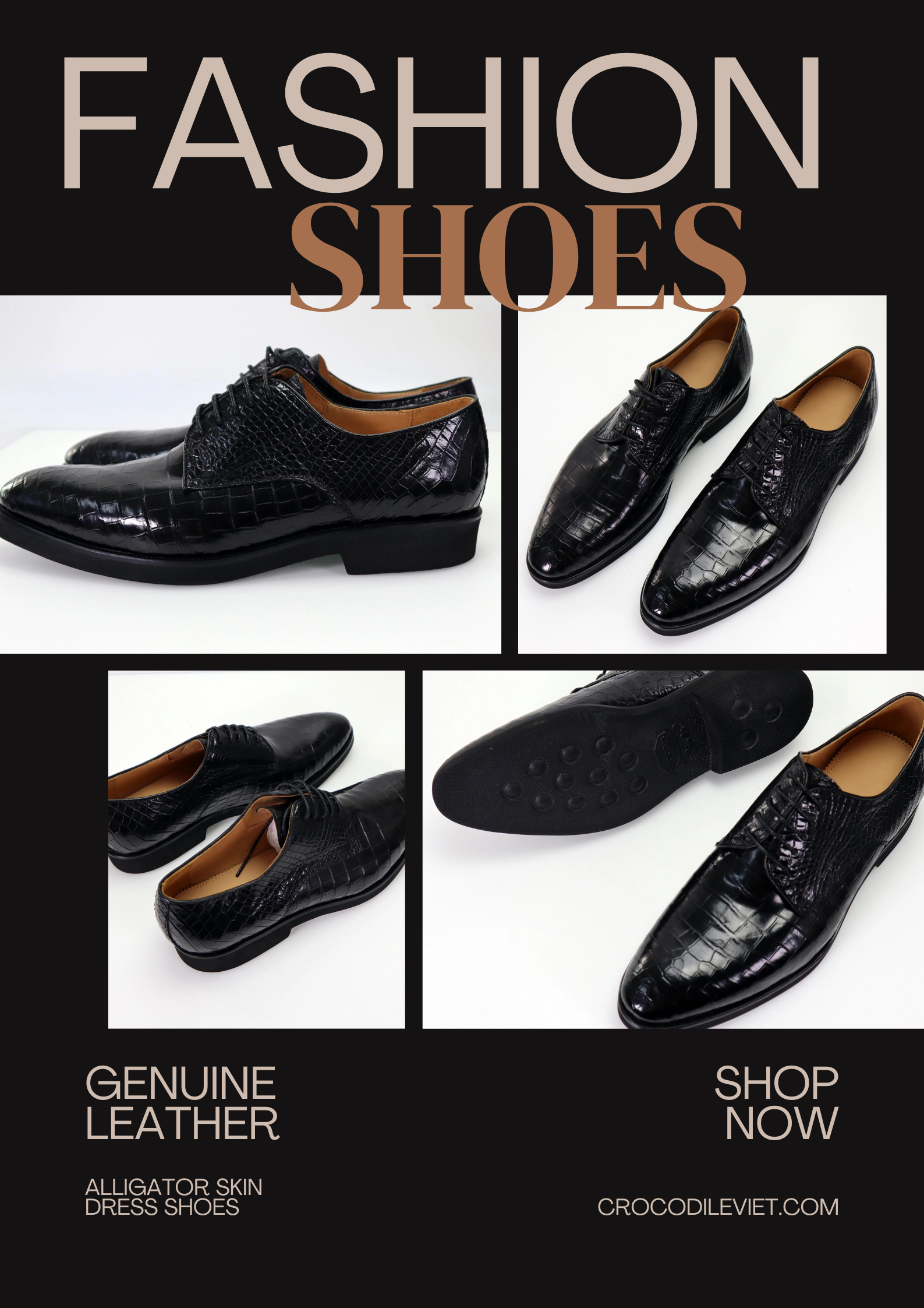 Image showcasing Discover the Luxury of Alligator Skin Dress Shoes – Crocodile Viet