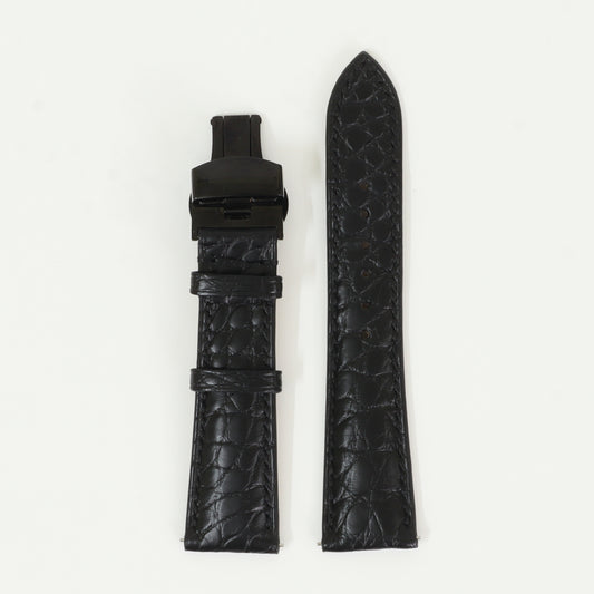Black Genuine Alligator Leather Watch Straps With Deployant Clasp, Leather Watch Bands Quick Release Pins, Handmade Leather Watch Strap