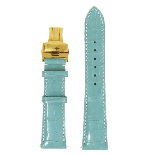 Share Blue Genuine Alligator Leather Watch Straps With Deployant Clasp, Leather Watch Bands Quick Release Pins, Handmade Leather Watch Strap