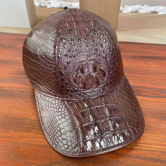 Handmade Genuine Crocodile Leather Cap – Luxury Exotic Baseball Hat for Men