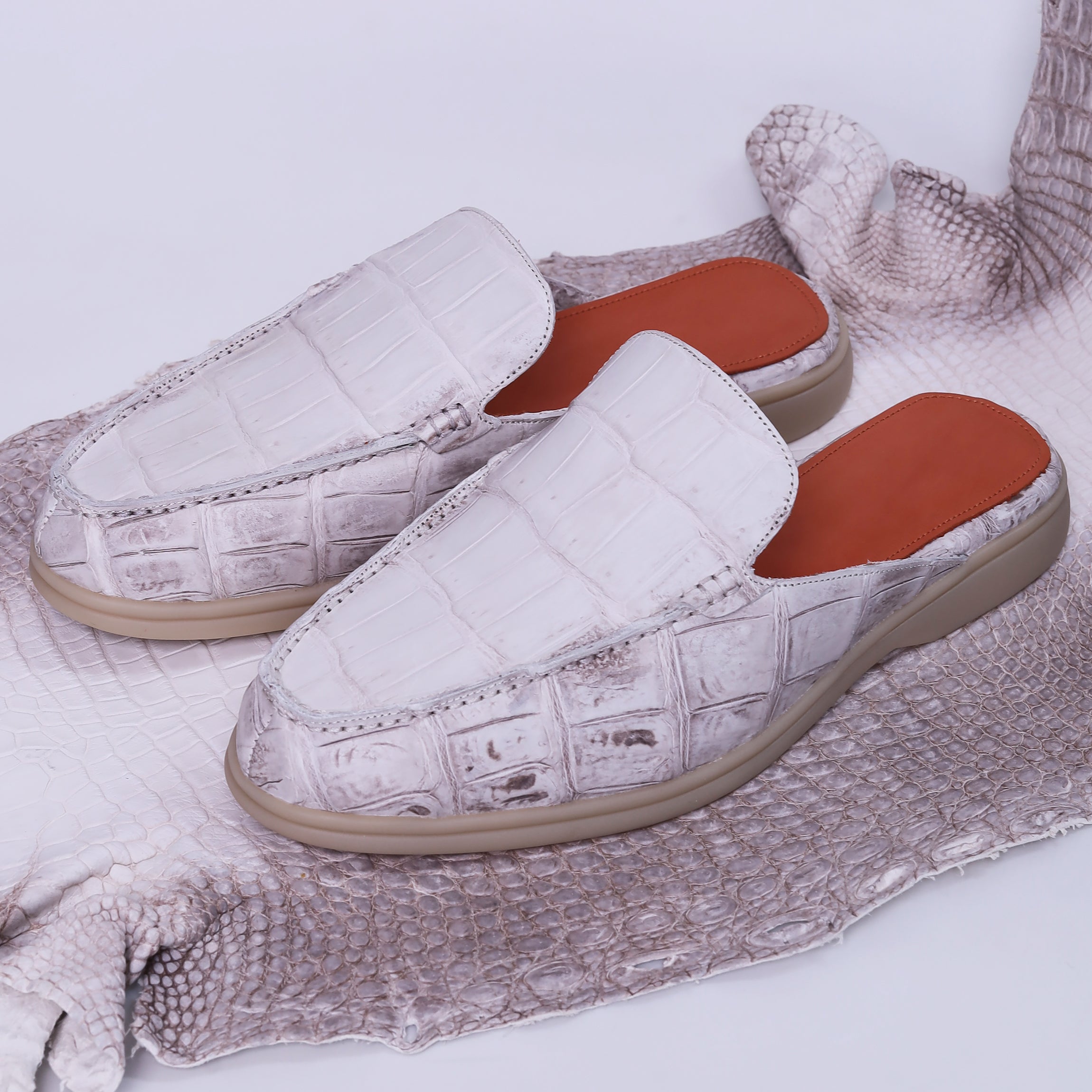 Himalayan Alligator Mule Loafers – Luxury Handmade Casual Shoes for Me – Crocodile Viet