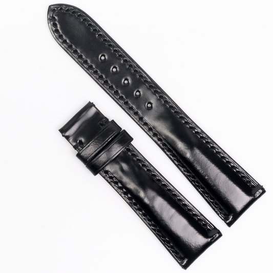 Black Genuine Cowhide Watch straps, Leather Watch Bands Quick Release Pins, Handmade Leather Watch Strap