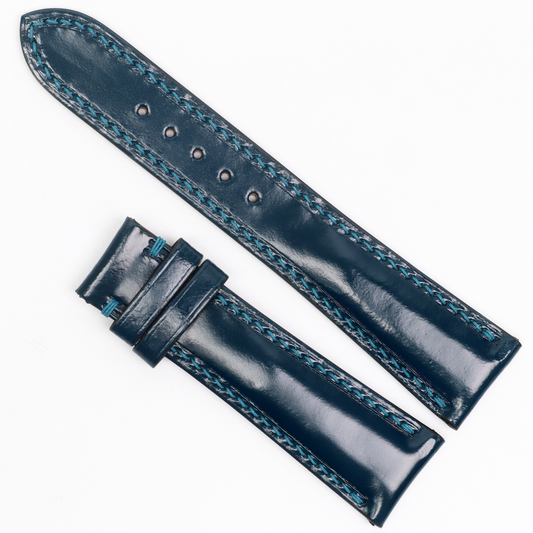 Dark Blue Genuine Cowhide Watch straps, Leather Watch Bands Quick Release Pins, Handmade Leather Watch Strap