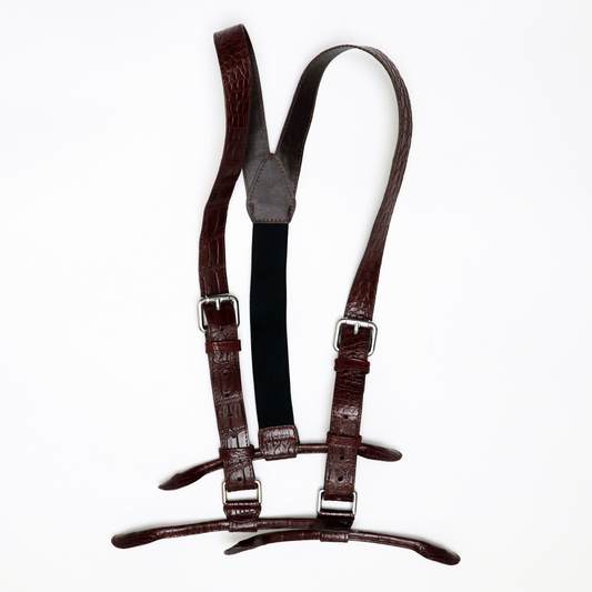 Genuine Crocodile Leather Brace Suspender Brown for Men