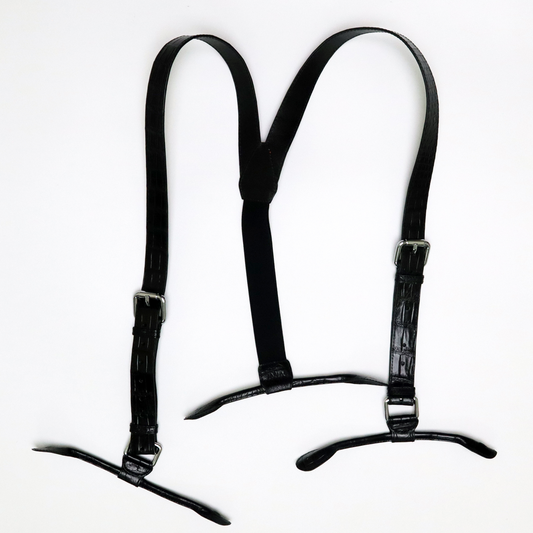 Genuine Crocodile Leather Brace Suspender Black for Men