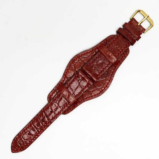 Genuine Alligator Leather Watch Straps, Bund Strap Leather Watch Bands Quick Release Pins, Handmade Leather Watch Strap #4