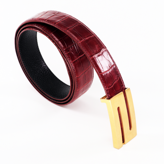 Luxury Men's Classic Crocodile Dress Belt - Premium Leather Quality