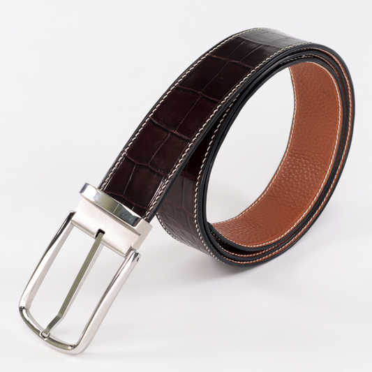 Elegant Adjustable Handmade Crocodile Leather Belt - Genuine Luxury Style