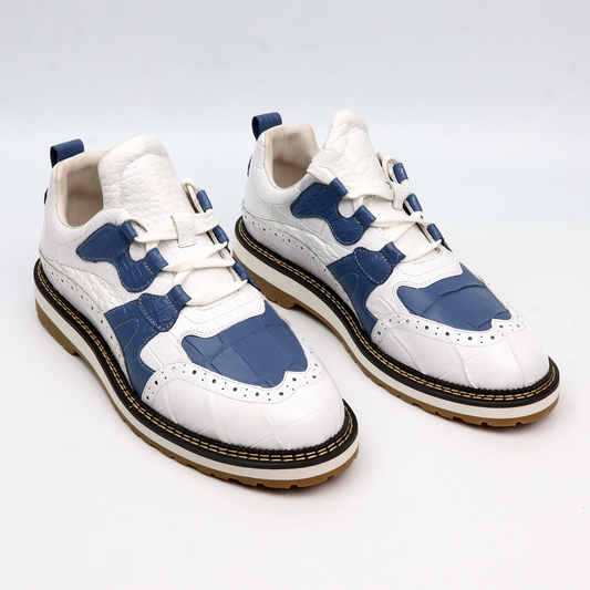 Men's Sporty Lace-Up Sneaker Genuine Crocodile Leather Shoes