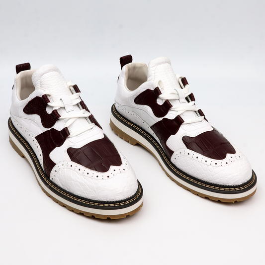 Men's Sporty Lace-Up Sneaker Genuine Crocodile Leather