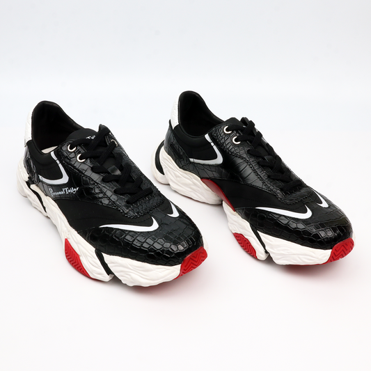 Men's Sneaker Black Genuine Crocodile Leather Shoes