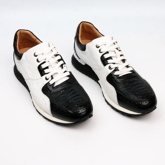 Luxury Handmade Genuine Ostrich Leather Sneakers for Men