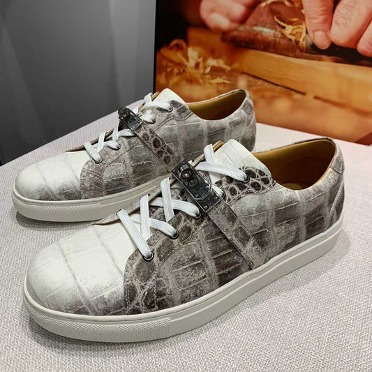 Luxury Himalaya Alligator Sneakers for Men – Handmade Exotic Leather Fashion Sneakers with Signature Lock Strap Design