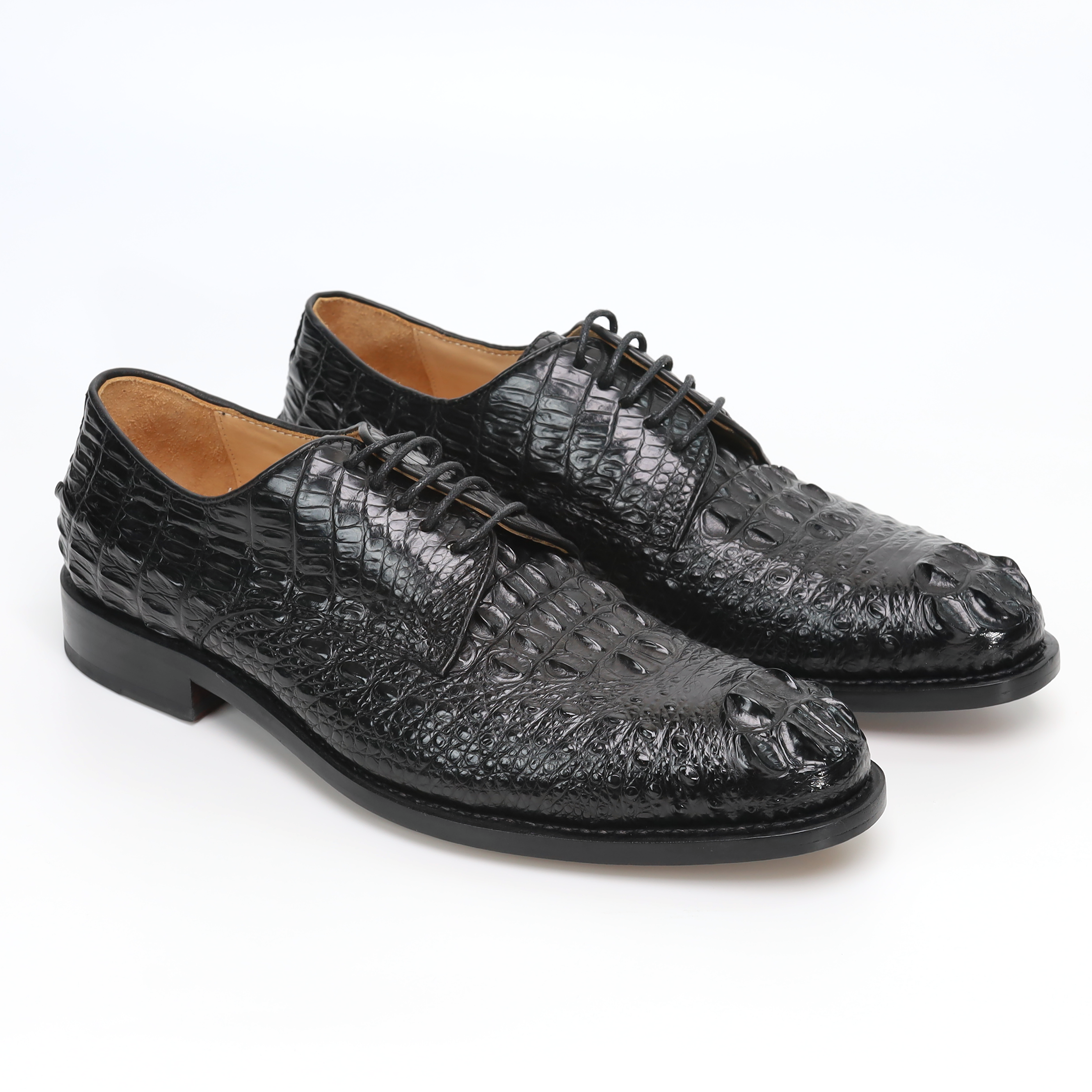 Men’s Handmade Crocodile Leather Oxford Shoes – Black Brown Dress Shoes