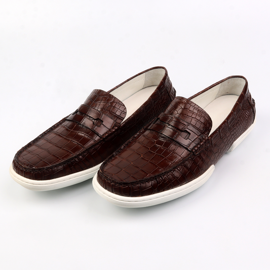 Men's Shoes Genuine Alligator Skin Leather Handmade Alligator Penny Loafers Driving Shoes Slip-On