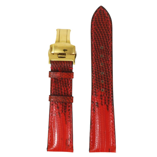 Red Genuine iguana leather watch strap with deployment buckle, quick release pin leather watch strap, handmade leather watch strap