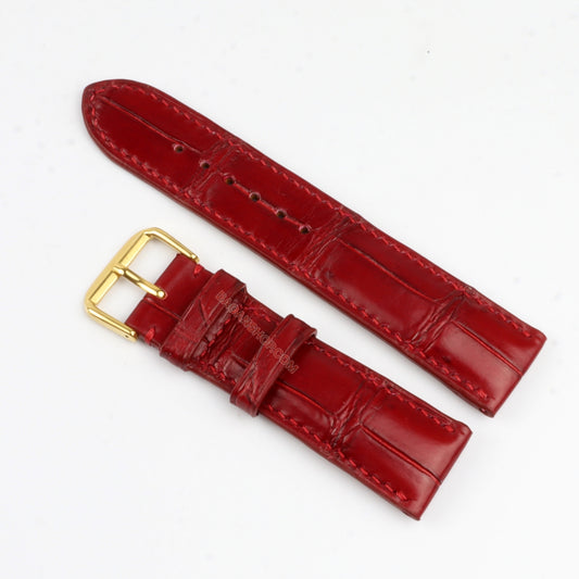 Red Crocodile Leather Replacement Watch Bands With Buckle, quick release pin leather watch strap, handmade leather watch strap