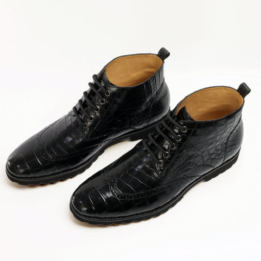 Men’s Handcrafted Alligator Leather Chelsea Boots Black, Dark Brown