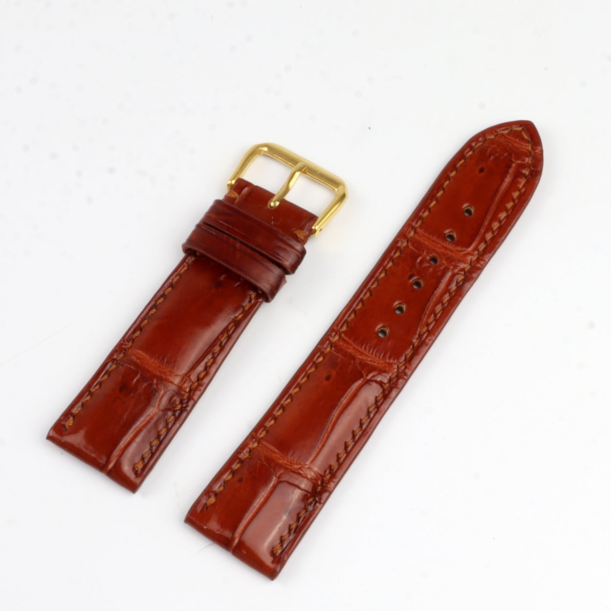 20mm Brown Alligator Leather Watch Band Genuine Crocodile Hornback Watch  Strap 