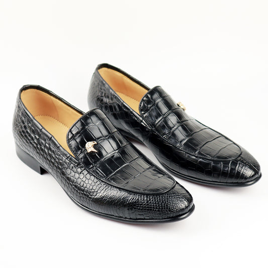Men's Shoes Genuine Crocodile Alligator Skin Leather Handmade Black Size 7 - Size 14US #319