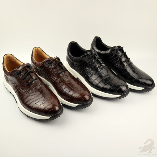 Men's Shoes Genuine Crocodile Alligator Leather Golf Shoes Size 7-11US