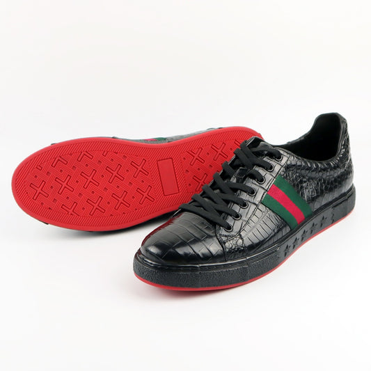 Men’s Shoes Genuine Crocodile Alligator Skin Leather Handmade Size US07-US11 | Black #S559