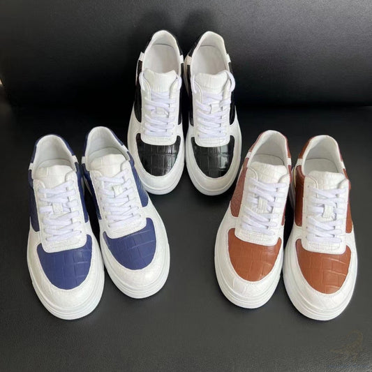 Real Crocodile Sneakers: Men’s Genuine Alligator Leather Lace-up Shoes  #S586
