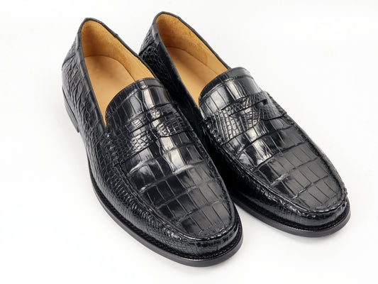 Men's Shoes Genuine Crocodile Alligator Skin Leather Handmade Black Size 7 - Size 11US #8683