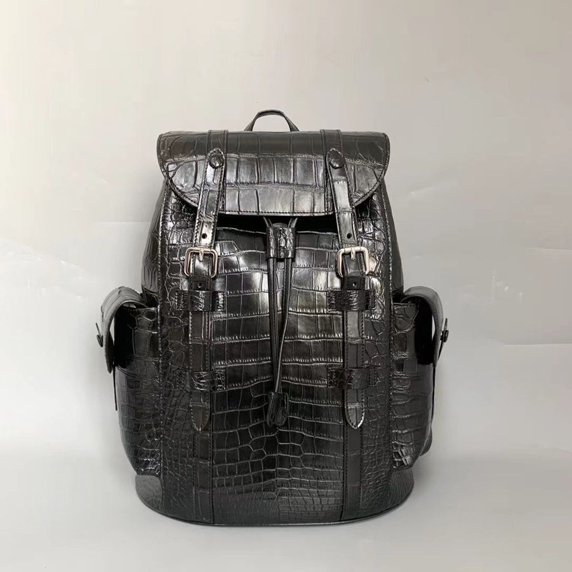 Handcrafted Crocodile Alligator Belly Leather Backpack Shoulder Bag Tr