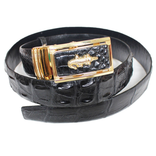 NEW GENUINE BLACK REAL CROCODILE LEATHER SKIN MEN'S BELT