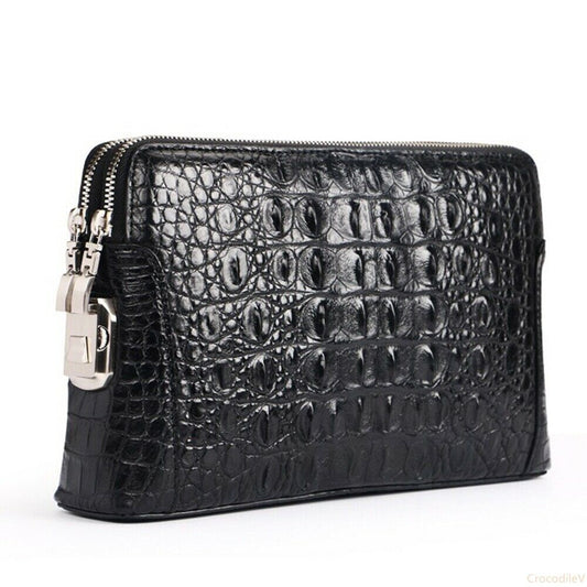 Men’s Genuine Crocodile Wallet Leather Skin, Wallet Business Clutch With Lock