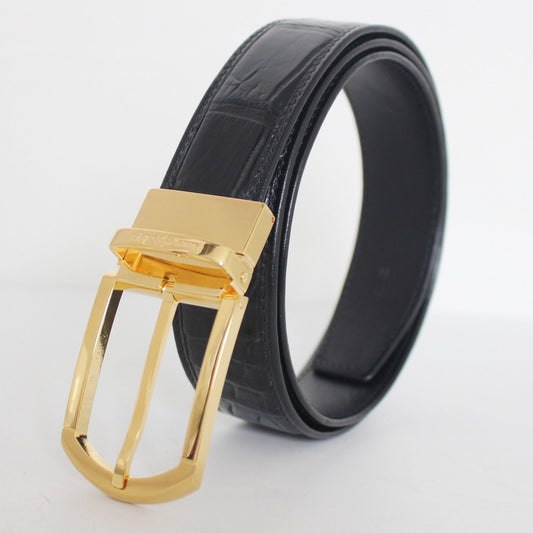 Men's Belt Genuine Crocodile Alligator Skin Leather Belt Handmade, W3.5, Black