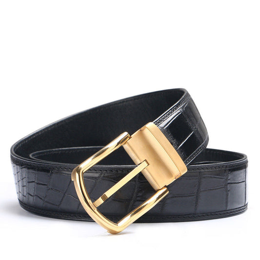 Men's Belt Genuine Crocodile Alligator Skin Leather Belt Handmade,3.8cm Black
