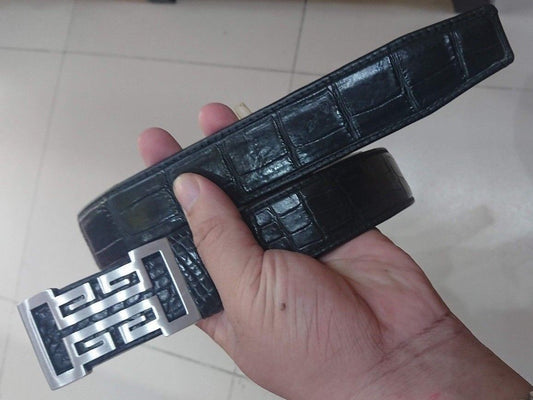 Black Genuine Crocodile Leather Skin Men's BELT - Without Jointed