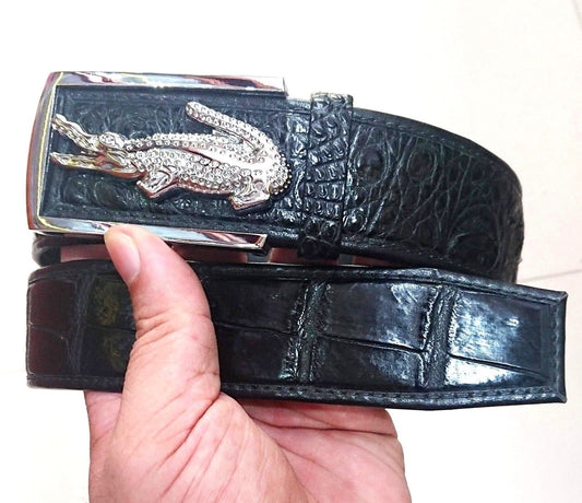 Black Genuine Crocodile Leather Skin Men's BELT - Without Jointed