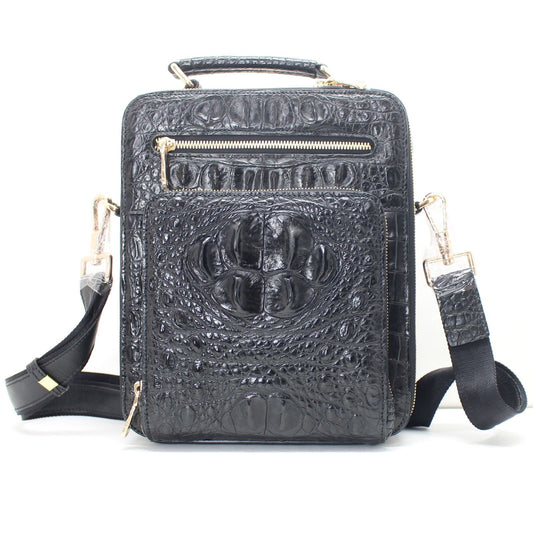 100% GENUINE CROCODILE LEATHER MEN'S SHOULDER BAG BRIEFCASE BLACK NEW #AT0301