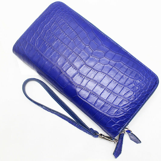 Genuine Crocodile Alligator Leather Zipper Black Clutch Long Wallet (11 Colors)