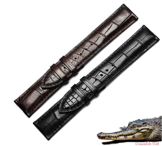 Crocodile Alligator Leather Watch Band Strap Color Brown Black Width 18,20, 22mm without Buckle Luxury Strap