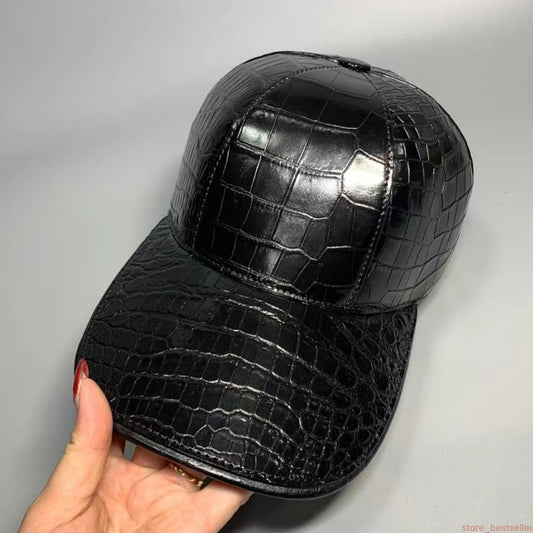 Black Belly Genuine Alligator Crocodile Leather hat handmade Adjustable hat Cap