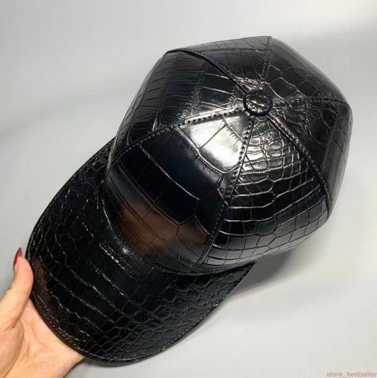 Black Belly Genuine Alligator Crocodile Leather hat handmade Adjustable hat Cap