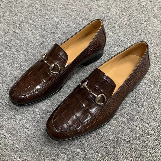 Men's Shoes Genuine Crocodile Alligator Skin Leather Handmade Brown Size 7 - Size 14US #369