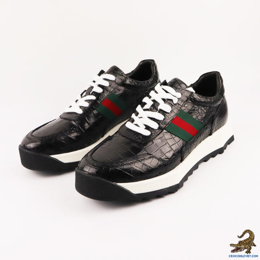 Men’s Shoes Genuine Crocodile Alligator Skin Leather Handmade Size US07-US11 | Black #S561