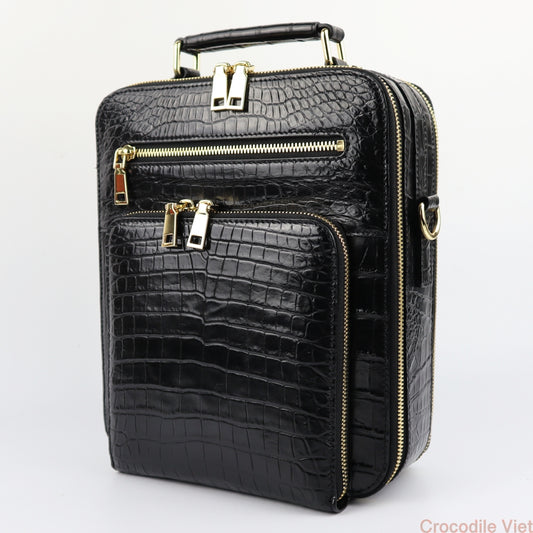 Crocodile Skin Mens Belly Shoulder Messenger Crossbody Bag Handbag #851