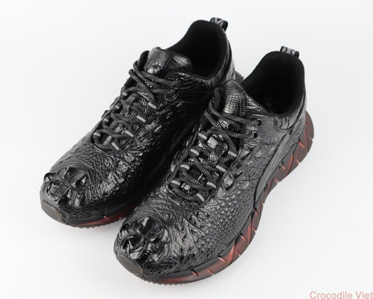 Men’s Shoes Genuine Crocodile Alligator Skin Leather Handmade Size US07-US11 | Black #S752