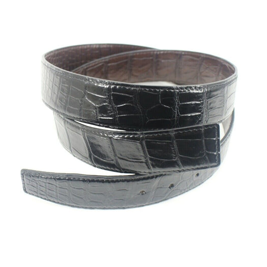 Men's Crocodile Leather DOUBLE SIDE Brown and Black Replacement Belt